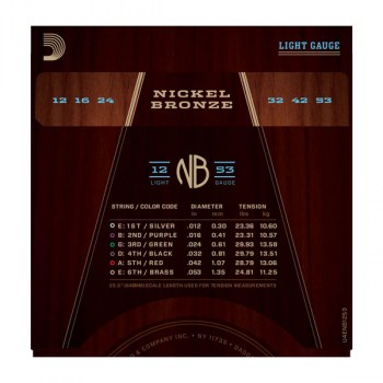 D`Addario NB1253 Nickel Bronze Acoustic, Extra Light, 12-53 купить