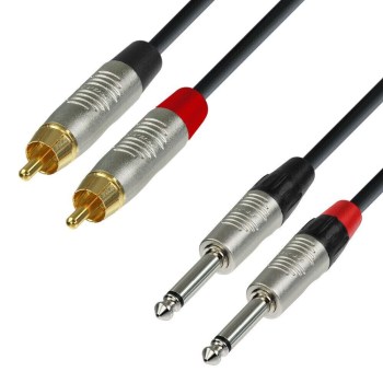 Adam Hall Cables K4 TPC 0150 - Audio Cable REAN 2 x RCA male to 2 x 6.3 mm Jack mono 1.5 m купить