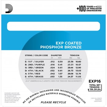 D`Addario EXP16 COATED PHOSPHOR BRONZE LIGHT 12-53 купить