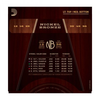 D`Addario NB1256 Nickel Bronze Acoustic, Light Top / Med Bottom, 12-56 купить