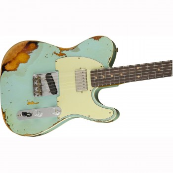 Fender 2018 Ltd Heavy Relic® Reverse Custom Hs Tele® - Aged Daphne Blue Over 3-color Sunburst купить