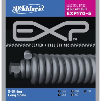 D'Addario 5 Set of Bass EXP Coated 45-130 045-065-080-100-130, EXP170-5 купить