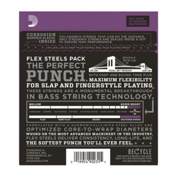 D'Addario Bass Strings Set of 5 EFX FlexSteels 45-130 45-60-85-100-130, EFX170-5 купить