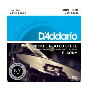 D'Addario Banjo Strings EJ60NY 09-20 5-String Nickel Loop End купить