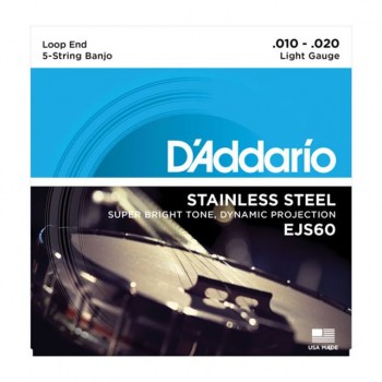 D'Addario Banjo Strings EJS60 10-20 5-String Stainless Steel Loop End купить