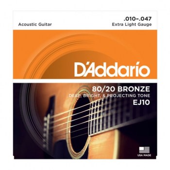 D'Addario A-Guit.Strings EJ10 10-47 80/20 Bronze купить