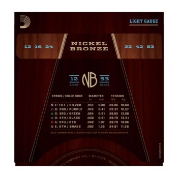 D'Addario NB1253 12-53 Nickel Bronze Acoustic Light купить