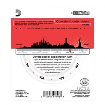 D'Addario Ukulele Strings EJ88UB Nyltech 94-118-165-197 купить