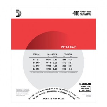 D'Addario Ukulele Strings EJ88UB Nyltech 94-118-165-197 купить