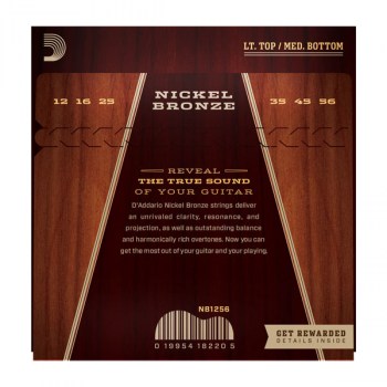 D`Addario NB1256 Nickel Bronze Acoustic, Light Top / Med Bottom, 12-56 купить