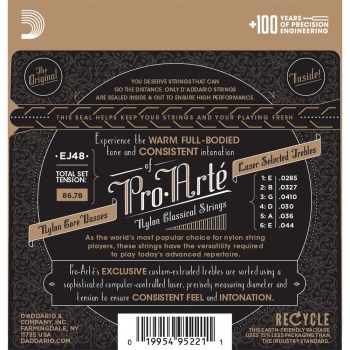 D`Addario EJ48 80/20 BRONZE PRO-ARTE NYLON HARD TENSION купить