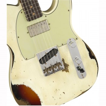 Fender 2018 Ltd Heavy Relic® Reverse Custom Hs Tele® - Aged Olympic White Over 3-color Sunburst купить