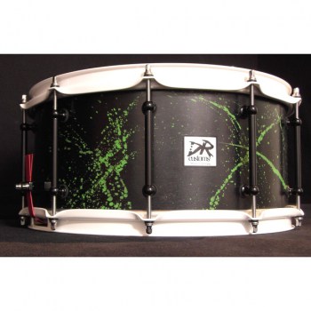 DR Customs Splatter Snare 14"x6.5", #Black Satin, Green Splatter купить