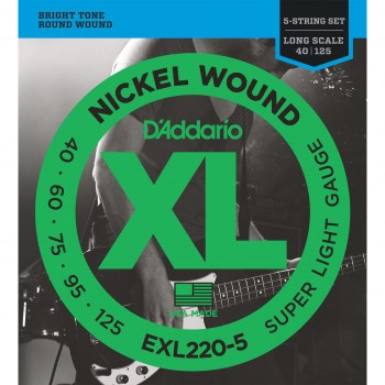 D`Addario EXL220-5 NICKEL WOUND 5-STRING BASS, Super LIGHT, 40-125, LONG SCALE купить