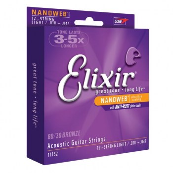 Elixir A-Guit.Strings 10-47 12-String Nanoweb Bronze купить