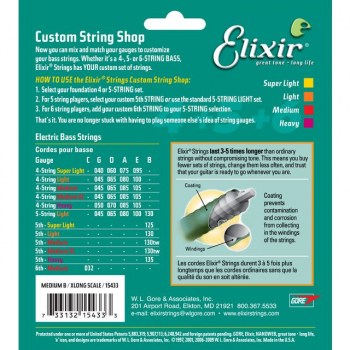 Elixir Single String Bass 130XL-TW X-Long Scale Nanoweb купить