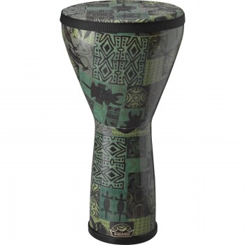 Remo DJ-FESM-32- Djembe, Designer Series, Festival Pre-Tuned, Small, 8` X 14`, SKYNDEEP®, FIBERSKYN®, Fabric Green Kinte Kloth купить