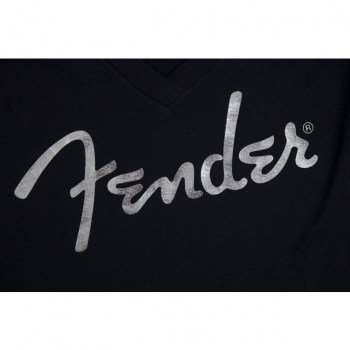 Fender Logo V-Neck T-Shirt Ladies XL Reflective Logo black купить