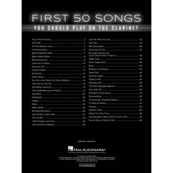 Hal Leonard First 50 Songs You Should Play On The Clarinet купить