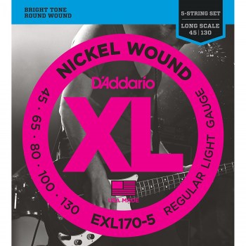 D`Addario EXL170-5 Nickel Wound 5-String Bass, Light, 45-130, Long Scale купить