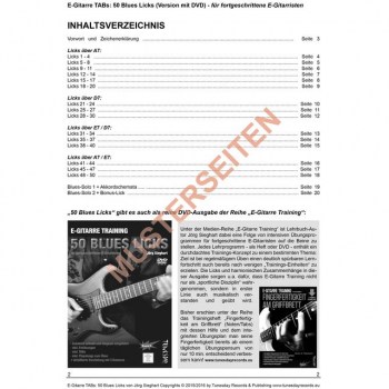 Tunesday E-Gitarre TABs: 50 Blues Licks Buch und MP3 Download купить