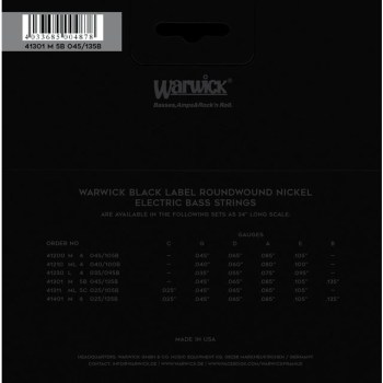 Warwick Black Label 5-String Set Medium .045 - .135 купить