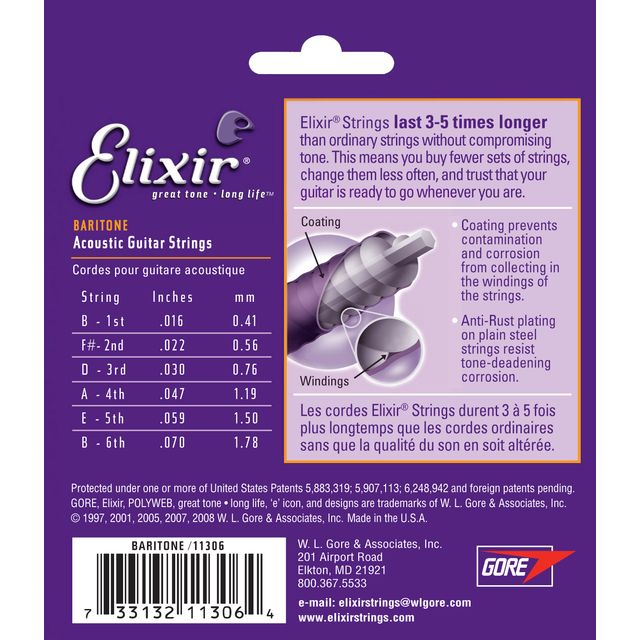 elixir acoustic baritone strings