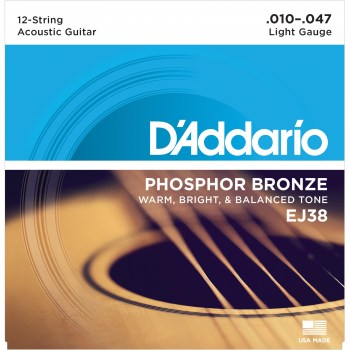 D`Addario EJ38 12-STRING PHOSPHOR BRONZE LIGHT 10-47 купить