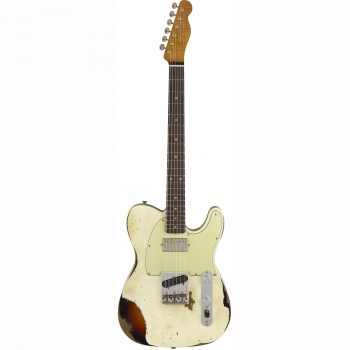 Fender 2018 Ltd Heavy Relic® Reverse Custom Hs Tele® - Aged Olympic White Over 3-color Sunburst купить