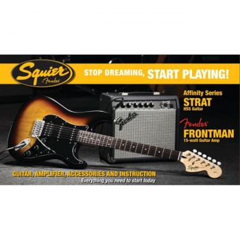 Fender Squier AFFINITY STRAT HSS&FRONTMAN® 15G AMP - BROWN SUNBURST купить