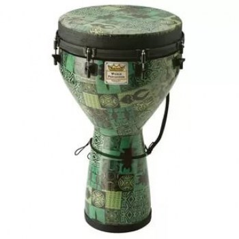 Remo DJ-0014-32- Djembe, MONDO™, Designer Series, Key-Tuned, 14` X 25`, SKYNDEEP®, Contour Tuning Brackets, Green Kinte Finish купить