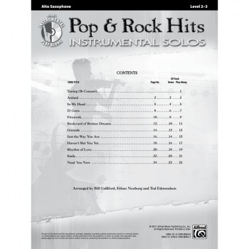 Alfred Music Pop & Rock Hits - Alt-Saxophon Instrumental Solos, Book/CD купить