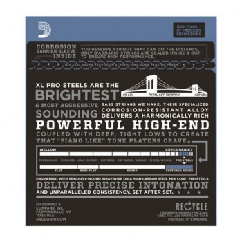 D'Addario Bass Strings Pro Steels 45-105 45-65-85-105, EPS165 купить