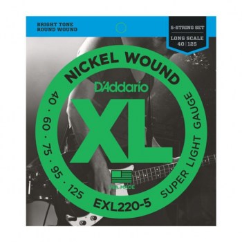 D'Addario Bass Strings XL Nickel 40-125 40-60-75-95-125, EXL220-5 купить