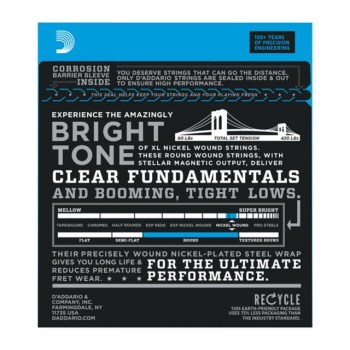 D'Addario Bass Strings XL Nickel 45-130 45-65-80-100-130, EXL170-5 купить