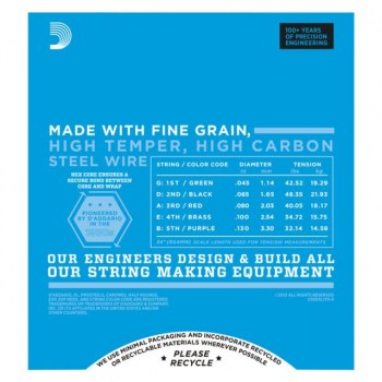 D'Addario Bass Strings XL Nickel 45-130 45-65-80-100-130, EXL170-5 купить