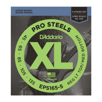 D'Addario Bass Strings Pro Steels 45-135 45-65-85-105-135, EPS165-5 купить