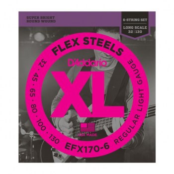 D'Addario Bass Strings Set of 6 EFX FlexSteels 32-130 32-45-60-85-100-130 EFX170-6 купить