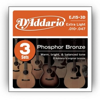 D'Addario A-Guit.Strings EJ15-3D 10-47 Phosphor Bronze 3 Sets купить