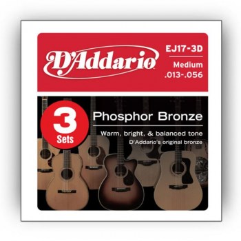D'Addario A-Guit. Strings EJ17-3D 13-56 Phosphor Bronze, 3 Sets купить