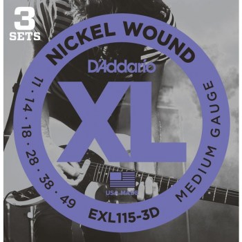 D'Addario E-Guit.Strings EXL115-3D 11-49 Nickel Wound 3 Sets купить