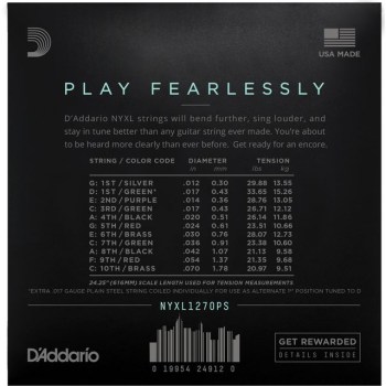 D'Addario NYXL12-70PS Pedal Steel 12-70 C-6th, Carbon Steel купить
