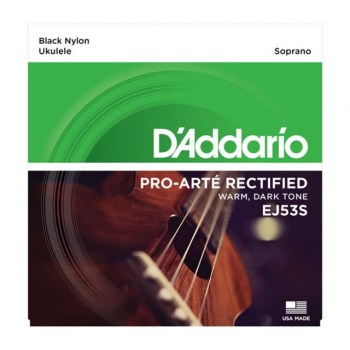 D'Addario Ukulele Strings EJ53S Sopran Black Nylon 28-33-40-29 купить