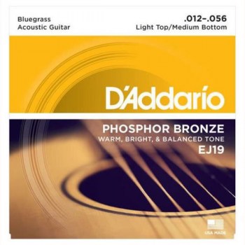 D`addario Ej19 Phosphor Bronze Acoustic Guitar Strings, Bluegrass, 12-56 купить