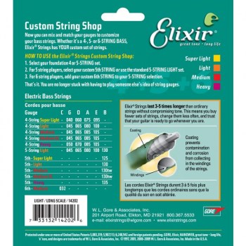 Elixir Bass-Strings 45-130 NanoWeb Light 14202 купить