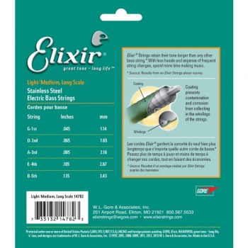 Elixir 5er Bass 45-135 NanoWeb 14782 Stainless Steel, Light/Medium купить