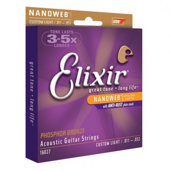 Elixir A-Guitar Strings 11-52 16027 Nanoweb Phosphor Bronze купить