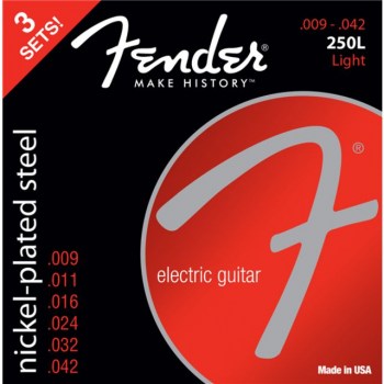 Fender E-Gitarren Saiten Super 250L 9-42 3-Pack Nickel Plated Steel купить