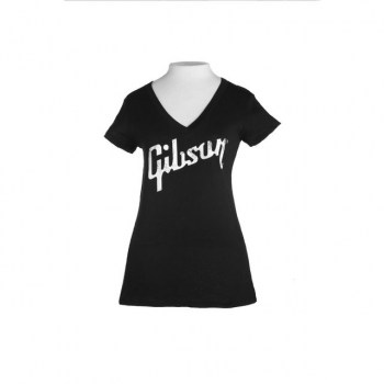 Gibson Logo Women's V Neck M Black купить