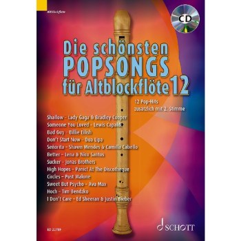 Schott Music Die schönsten Popsongs für Alt-Blockflöte 12 купить